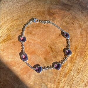 EMA 925 Sterling Silver Amethyst
Gemstone Bracelet Crystal February Birth Stone